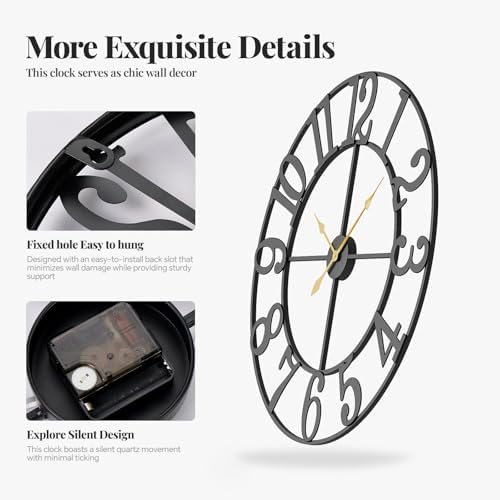 Cuspin 24 Inch Wall Clock for Living Room Decor - Image 5