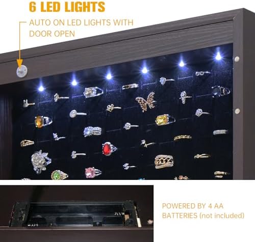 LED Jewelry Cabinet Armoire Organizer, Wall/Door Mount Jewelry Organizer and - Image 2