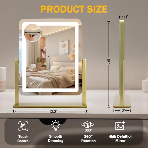 Vanity Mirror with Lights, HD Mirror, Smart Touch with 3-Color Lighting - Image 3