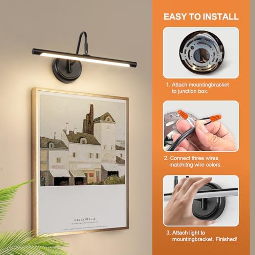 JOOSENLUX LED Picture Light Hardwired Matte Black Modern Picture Lights - Image 7