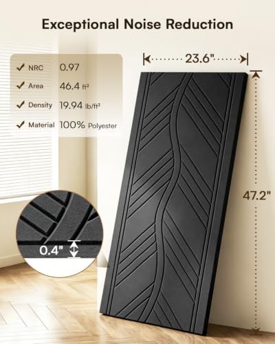SODOCT 6 Pack Large Acoustic Panels, 47.2" X 23.6" X 0.4" Sound Proof Panels - Image 2