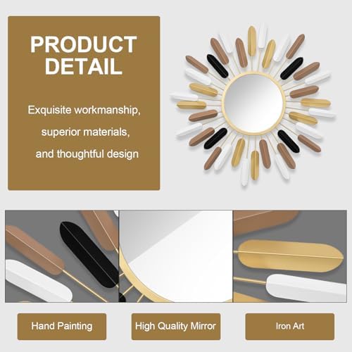Sunburst Wall Decor Gold Sunburst Mirror, 30”Gold Decorative Mirrors - Image 5