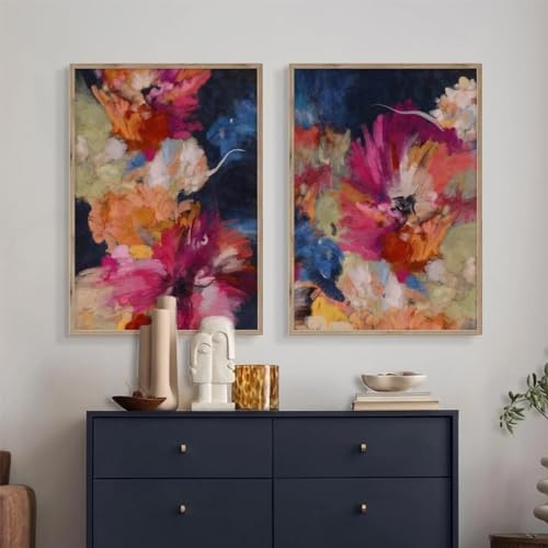 Colorful Abstract Wall Art Decor Modern Flower Canvas Wall Art Abstract Flower - Image 4