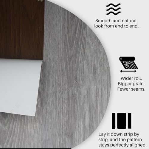 Wood Grain Peel and Stick Floor Tiles, 11.8" x 118", Soft Gray Oak - Image 3