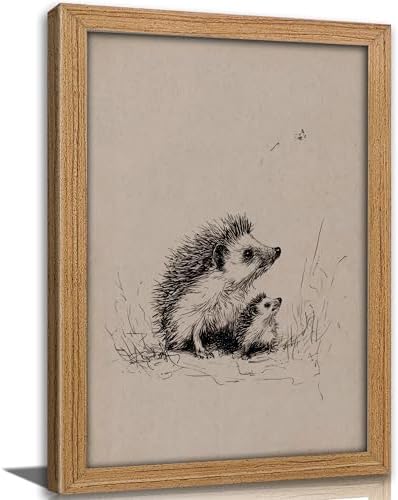 guajunsanh Framed Hedgehog Sketch Wall Art, Vintage Hedgehog Drawing Print by Unknown