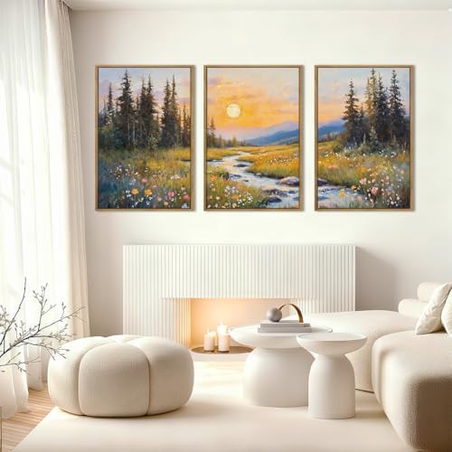 IARTTOP Large Mountain Wall Art Framed 16x24 Inch Abstract Forest Landscape - Image 2