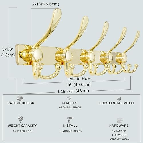 Dseap Coat Rack Wall Mount, Heavy Duty 12-Gauge Base vs Flimsy 1mm, - Image 5