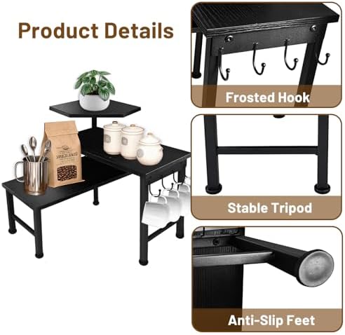 Counter Organizer Shelf, 3 Tier Moveable Black Corner Shelf Organizer - Image 5