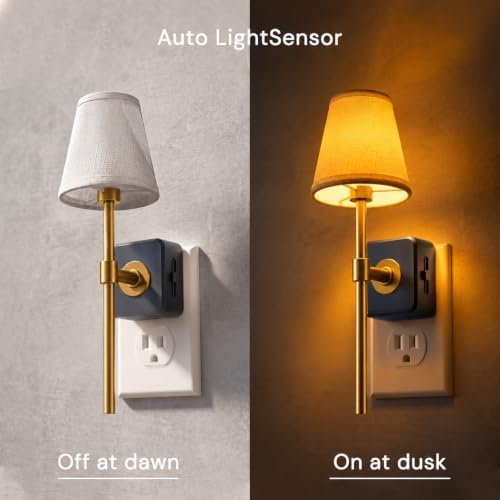 L LOHAS LED Night Light, Premium Fabric Linen Shade Plug in Night Light - Image 3