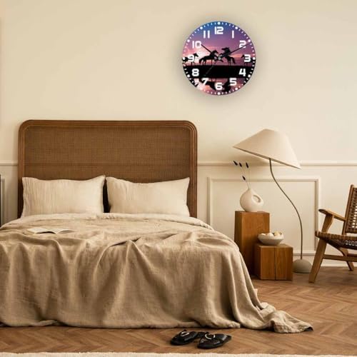 Horses Sunset Wall Clock Battery Operated Horses - Image 5