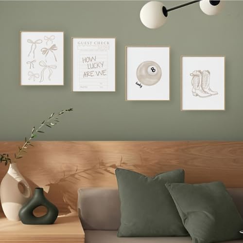 XYDEG Beige Coquette Trendy Preppy Wall Art Posters Prints Set of 4, Coquette - Image 4