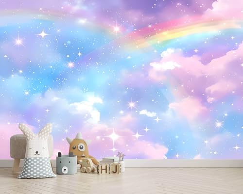 PYFFYP-Colorful Cloud Peel and Stick Wallpaper Rainbow Star wall murals - Image 3