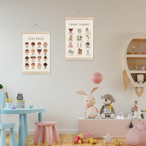 Feelings Emotions Chart for Kids, Calming Techniques Poster Hanger Frame - Image 5