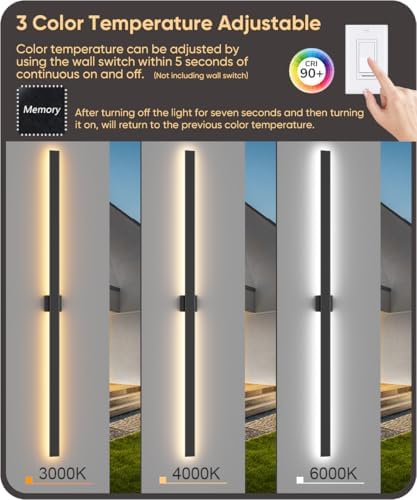 Aipsun 79" LED Outdoor Wall Light, Modern Black Exterior Lighting Fixture - Image 3
