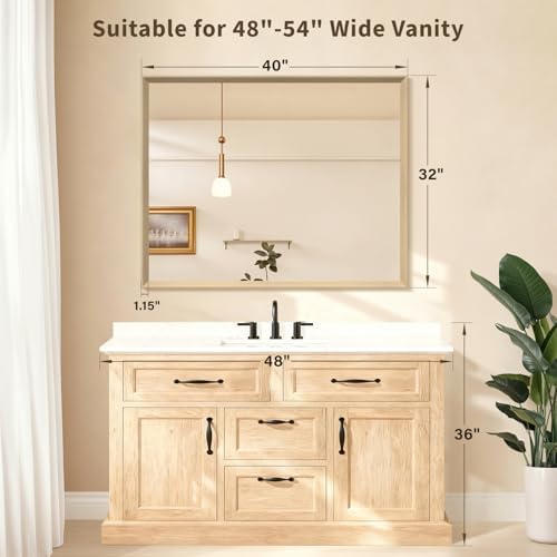 Oak Wood Effect Framed Wall Mirror, 32x40 Rectangle Mirror - Image 2