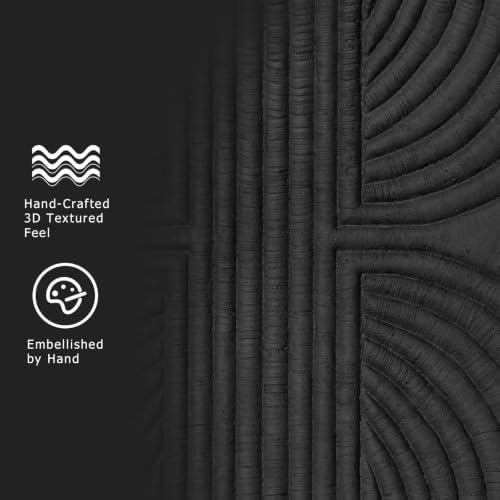 SAFERRYHOME Black Textured Carve Abstract Wall Art - Image 3