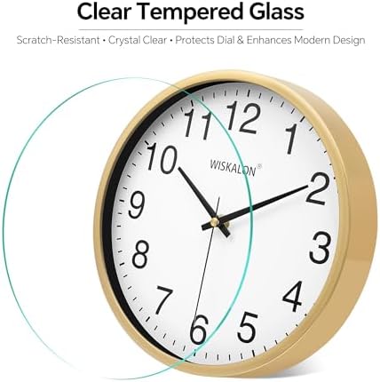 10in Silent Gold Wall Clock Battery Operated Modern Kitchen Horloge Murale - Image 2