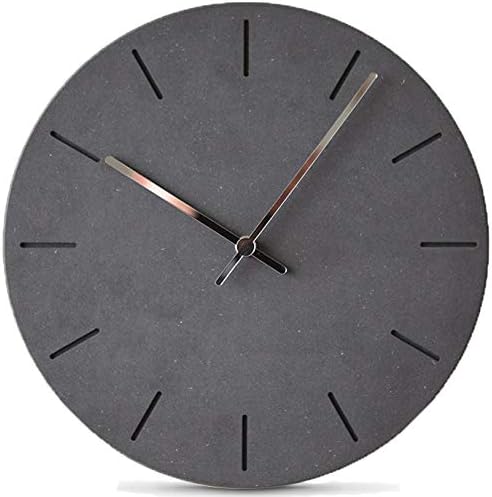 Stephanie Imports Modern Minimalist Concrete Misty Black Silent Wall Clock by StephanieImports