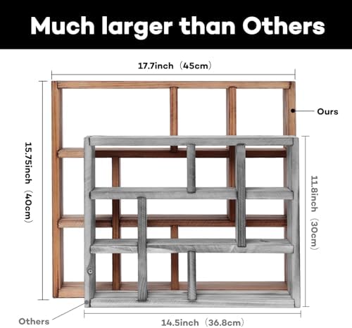 17.7x15.7-Inch Shadow Box Shelf 9-Slot Rustic Floating Shelves Larger Wall - Image 3