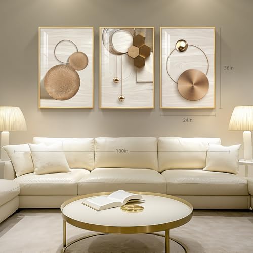 Large Framed Modern Luxury Gold Wall Art - Image 5