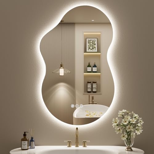 20x32 Asymmetrical LED Mirror for Bathroom Lighted Vanity Mirror by Awandee