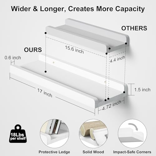 Love-KANKEI 17" White Floating Wall Shelves - Image 3