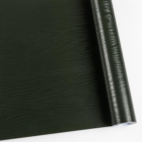 Dark Green Contact Paper Peel and Stick Self Adhesive Wood Grain Wallpaper by Abyssaly