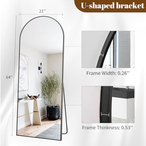 Koonmi 64x21 Arched Full Length Mirror, Floor Mirror - Image 4
