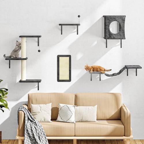 5 Pcs Cat Wall Shelves Set, Wall-Mounted Climber - Image 2