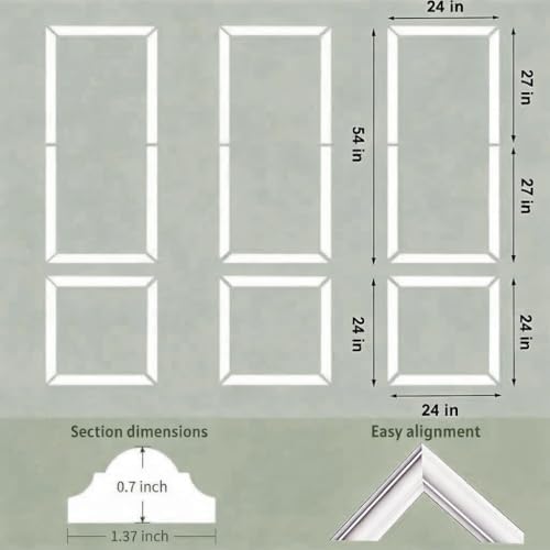 Peel and Stick Wall Molding Kit, 6 Large Frames, 54 x 24 Inch - Image 2