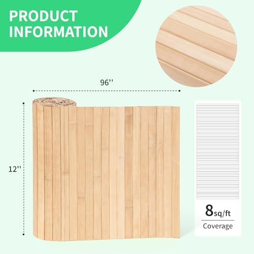 AMZDEPOT Natural Bamboo Wall Panel, 12 x 96 Inch, Carbonized - Image 3