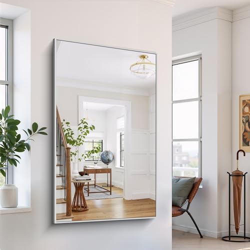 YIROMAN Bathroom Mirror 60"x36", Large Brushed Silver Bathroom Mirror - Image 5