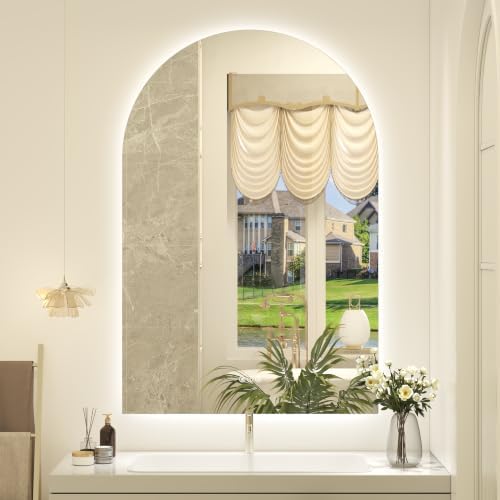 Arched Backlit LED Lighted Bathroom Mirror 32x48 by LuxulumMirror