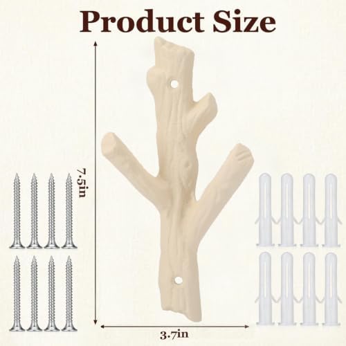 Frienda 4 Pcs Rustic Tree Branch Decorative Hooks, 7.5" X 3.7 " - Image 2