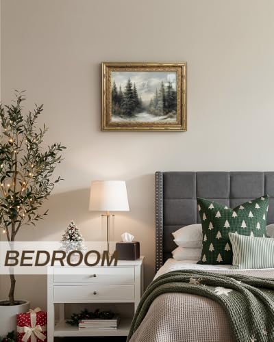 InSimSea Gold Framed Winter Forest Wall Art, Landscape Painting, 13x16 Inch - Image 4