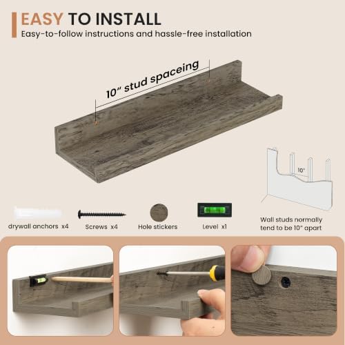 Dreamland Picture Ledge Shelf for Wall, Floating Shelves Set of 2, 16 inch Long - Image 4