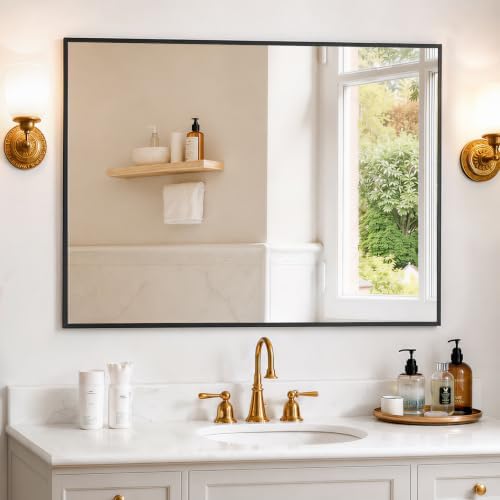Bathroom Mirror for Wall, 40x30 Inch HD Tempered Glass Vanity Mirror by SageNest