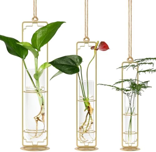 MIPON Metal Hanging Plant Propagation Station, 3 Size Glass Test Tube by MIPON