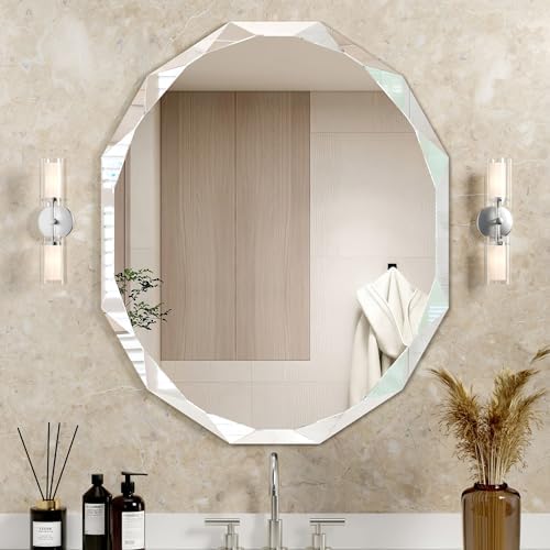 30x36 Inch Bathroom Mirrors for Over Sink, Round Frameless Mirrors for Wall by JACUKO