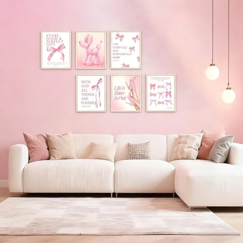 Coquette Pink Bow Christian Wall Art Canvas Poster Inspirational Bible Verse - Image 7