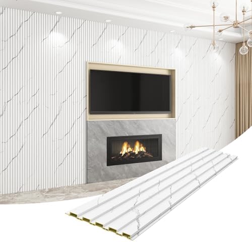 Slat Wall Panel 8-Pack, 108’’x6.3’’, Marble White by Unknown