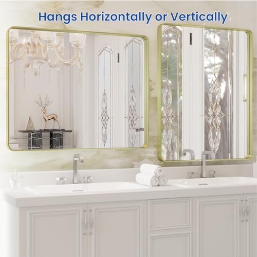 WEER Gold Bathroom Vanity Mirror 28X36 Inch - Image 5