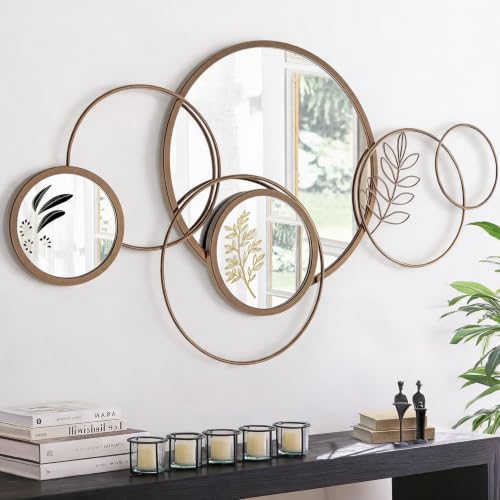 Wall Mirror Decorative, Bronze Mirror Wall Decor Large Round Mirror - Image 4