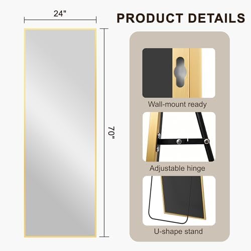 FICTOR Full Length Mirror with Stand, Floor Standing Mirror - Image 6