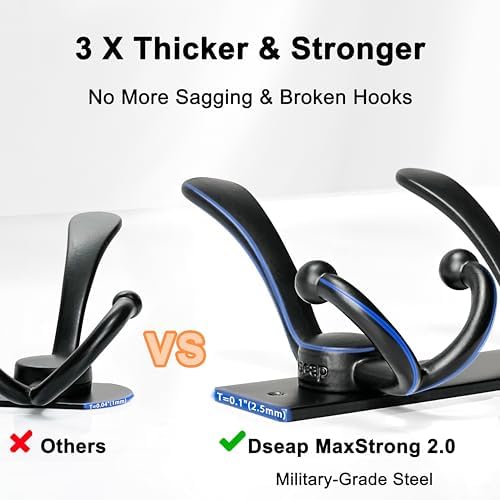 Dseap Coat Rack Wall Mount, Heavy Duty 12-Gauge Base vs Flimsy 1mm, - Image 2