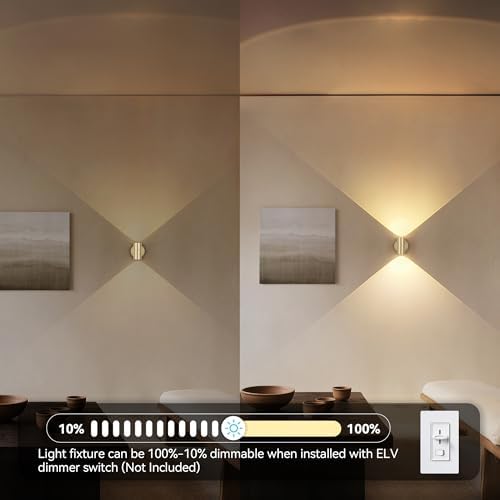 Tubicen Led Wall Decor Sconces Set of 2, Indoor Modern Gold Light Small Lamp - Image 4