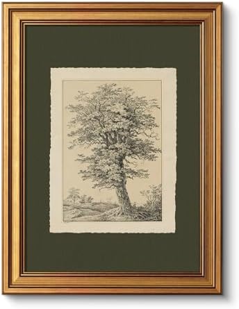VIYYIEA Vintage Gold Framed Wall Art, Tree Forest Landscape Painting Canvas by VIYYIEAART