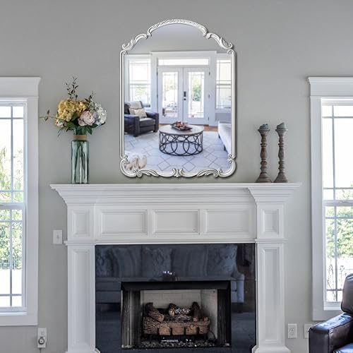 Wylde Iris English Estate Carved Arch Wood Wall Mirror, Mirror - Image 6