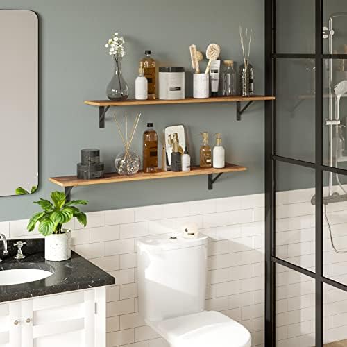 DINZI LVJ Long Wall Shelves, 39.4Inch Wooden Wall Mounted Shelves - Image 5