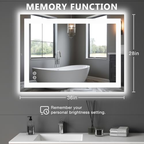 DUMOS 28.1"x36.1" LED Bathroom Mirror, Bathroom Vanity Mirror - Image 2